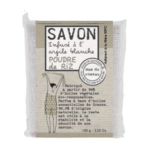 savon mas du roseau 100g infusé à l argile blanche fabriqué en france poudre de riz