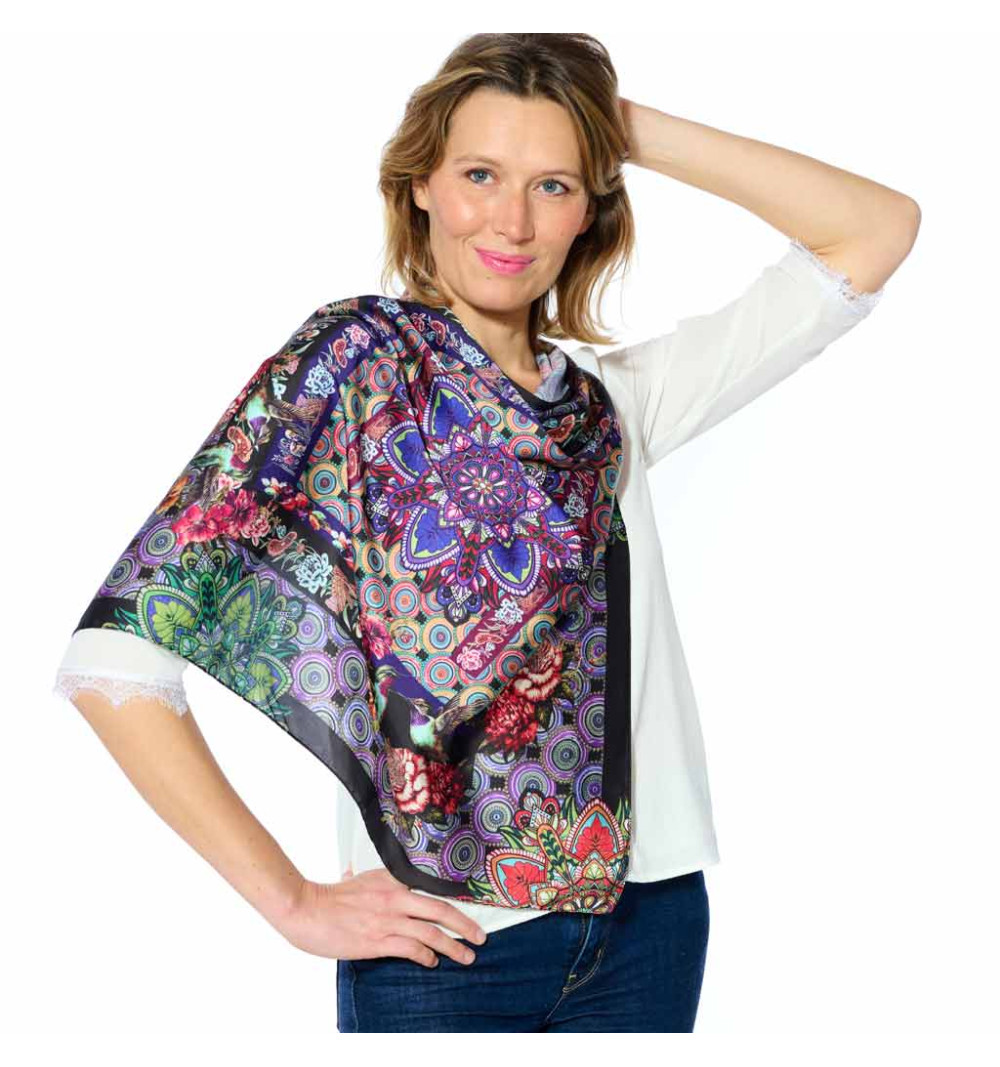 Foulard dub & drino motif mandala . foulard coloré 70*70 foulard-mandala-femme 1 Foulard dub & drino motif mandala . foulard coloré 70*70