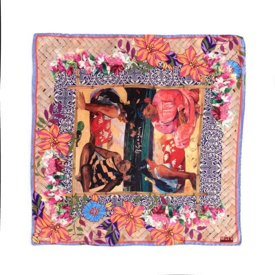 foulard polynesie gauguin foulard carré 70*70 dub & drino foulard-polynesie-femme foulard polynesie gauguin foulard carré 70*70 dub & drino