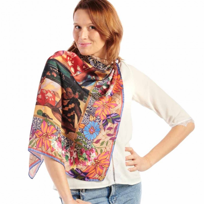 foulard polynesie gauguin foulard carré 70*70 dub & drino foulard-polynesie-femme1 foulard polynesie gauguin foulard carré 70*70 dub & drino