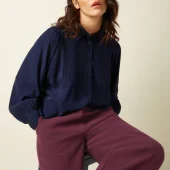 Marisa blouse allegra evening blue 10045 445 chemise blouse manche longue bleu marine unie