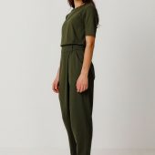 pantalon ezama wtr00565 couleur vert fonce vert intense SKFK pantalon long resserré aux chevilles pan sur le devant pantalon uni kaki