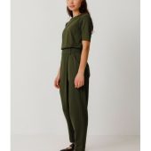 pantalon ezama wtr00565 couleur vert fonce vert intense SKFK pantalon long resserré aux chevilles pan sur le devant pantalon uni kaki