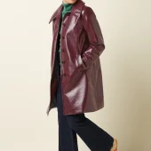 veste anais king louie 09047 607 anais coat shine veste mi longue en vinyl sky bordeaux style annee 60 70 retro vintage