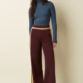 sweat pants daytona sweat king louie 10118 600 porto red bas de jogging bas de survetement king louie bordeau avec bande tri colore le long de la jambe beige verte bleu pantalon daytona king louie