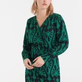 chemise baroque compania fantastica 53c/41025 chemise manche longue à motifs noir et vert foncé