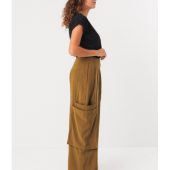 pantalon aines skfk pantalon tres large cargo vert olive kaki avec double poches sur les cotes wtr00564