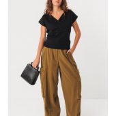 pantalon aines skfk pantalon tres large cargo vert olive kaki avec double poches sur les cotes wtr00564