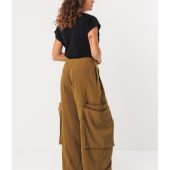 pantalon aines skfk pantalon tres large cargo vert olive kaki avec double poches sur les cotes wtr00564