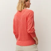MAILLE a col v d été couleur corail manche longue systemaction v26je209