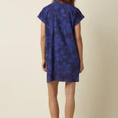 Robe tunique saline - King Louie imprimé grosses fleurs 2 tons de bleu robe courte manche courte mimi tunic dress saline beacon blue