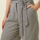 ava pants pretty check king louie 10424 pantalon 3/4 large carreaux de vichy bleu pantalon pretty king louie