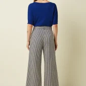 ava pants pretty check king louie 10424 pantalon 3/4 large carreaux de vichy bleu pantalon pretty king louie