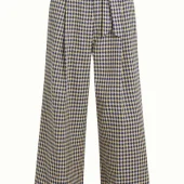 ava pants pretty check king louie 10424 pantalon 3/4 large carreaux de vichy bleu pantalon pretty king louie