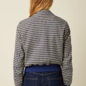isa jacket pretty check king louie veste pretty kig louie veste année 80 veste à carreaux vichy bleu fermeture à boutons col V 10426