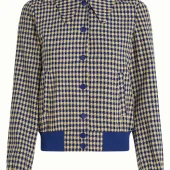 isa jacket pretty check king louie veste pretty kig louie veste année 80 veste à carreaux vichy bleu fermeture à boutons col V 10426