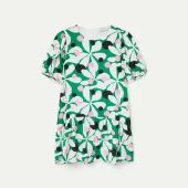 Robe hosta compania fantastica robe courte d été manche courte imprimé grosses fleurs seventies blanc vert noir rose 61C11013