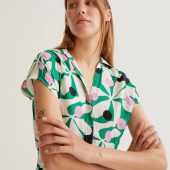 robe longue hosta compania fantastica robe d été imprimé seveties blanc rose noir vert robe longue manche courte bouton sur le devant poches