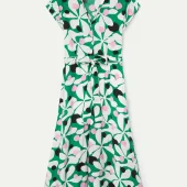 robe longue hosta compania fantastica robe d été imprimé seveties blanc rose noir vert robe longue manche courte bouton sur le devant poches
