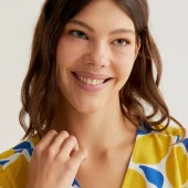 Robe citrons compania fantastica 40009 robe d été courte manche courte motif lemoncello citrons jaune feuille bleu fond blanc