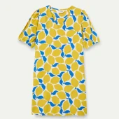 Robe citrons compania fantastica 40009 robe d été courte manche courte motif lemoncello citrons jaune feuille bleu fond blanc