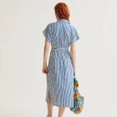 Robe rayé compania fantastica 40017 robe d été longue manche courte fermeture boutons 2 poches ceinture couleur rayé bleu et blanc