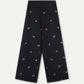 Pantalon fleurs compania fantastica 41027 pantalon cotn large fond noir petite fleurs colorés