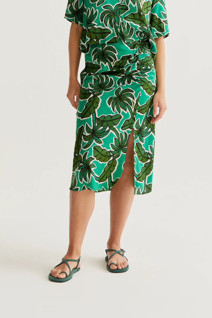 61C43003_01 Jupe palmiers compania fantastica jupe d été droite midi motifs palmiers sur tons de vert 430003 Jupe palmiers compania fantastica jupe d été droite midi motifs palmiers sur tons de vert 430003