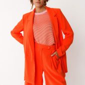 pull manche courte col rond rayé ton orange Pull muike gots skfk ssw00797 5r3