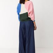 pull naike gots ssww00807 cml pull été manche longue motif geometrique vert/ rose/ blanc / bleu