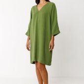 robe nikole skfk sdr01588og7 robe d été court fluide large col V manche 3/4
