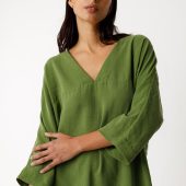 robe nikole skfk sdr01588og7 robe d été court fluide large col V manche 3/4