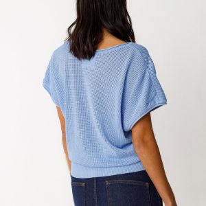 Haut zelia skfk sts1227ob4 haut en coton manche courte bleu ciel