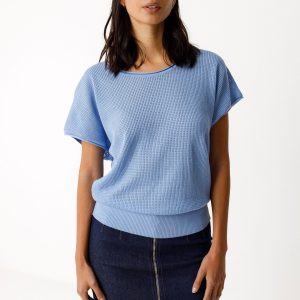 Haut zelia skfk sts1227ob4 haut en coton manche courte bleu ciel