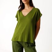 tee shirt zur 11 skfk vert foncé haut manche ourte en viscose couleur vert foncé sts01179 0g7