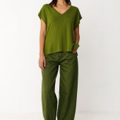 tee shirt zur 11 skfk vert foncé haut manche ourte en viscose couleur vert foncé sts01179 0g7