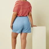 short marnie king louie 09760 marnie shorts festa light denim blue tint short en jean clair d'été avec ceinture à nooeud