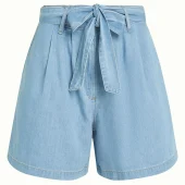 short marnie king louie 09760 marnie shorts festa light denim blue tint short en jean clair d'été avec ceinture à nooeud