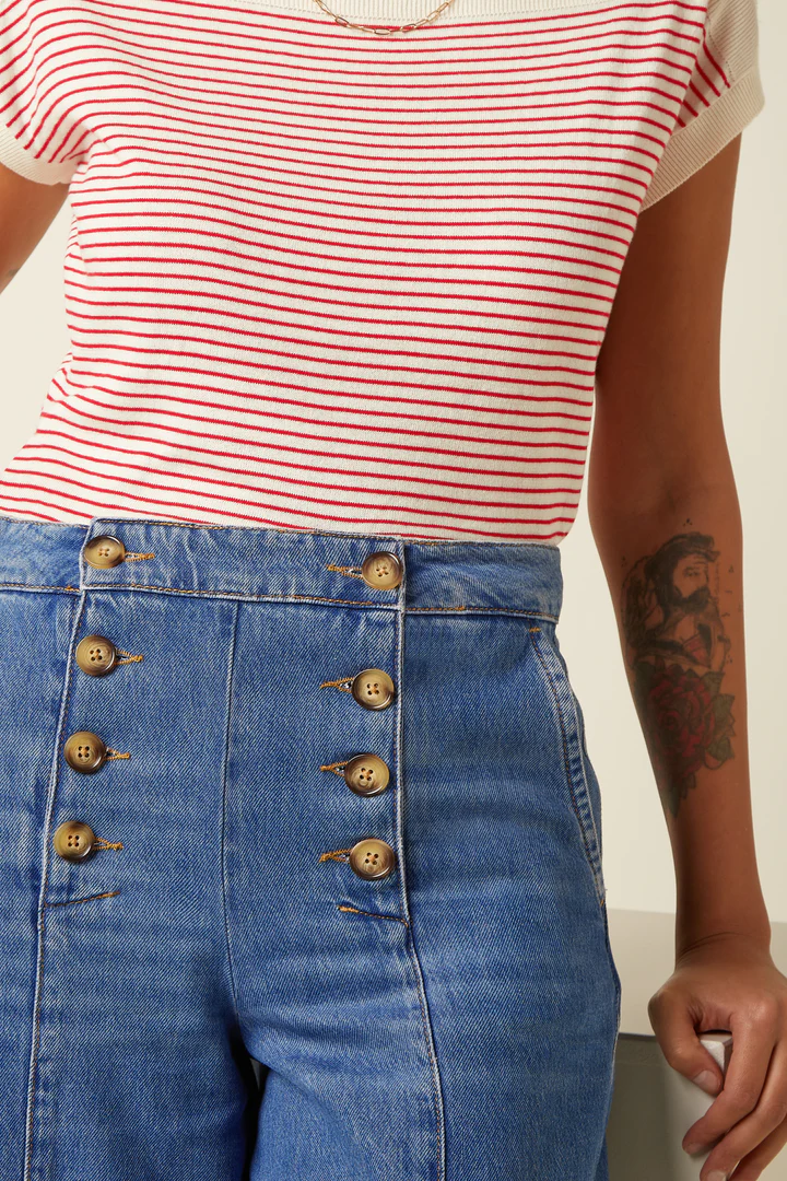 Jupe culotte melody king louie 10075 melody sailor culotte stone denim pantalon jean 3/4 large style jupe culotte avec 2 rangées 2 gros boutons sur le devant 10075473_1_94b7e1de-966b-4d92-8c02-93777750f7b7 Jupe culotte melody king louie 10075 melody sailor culotte stone denim pantalon jean 3/4 large style jupe culotte avec 2 rangées 2 gros boutons sur le devant