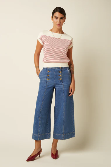 10075473_3 Jupe culotte melody king louie 10075 melody sailor culotte stone denim pantalon jean 3/4 large style jupe culotte avec 2 rangées 2 gros boutons sur le devant Jupe culotte melody king louie 10075 melody sailor culotte stone denim pantalon jean 3/4 large style jupe culotte avec 2 rangées 2 gros boutons sur le devant