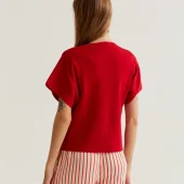 gilet rouge compania fantastica 10222 haut rouge manche courte avec 2 gros boutons sur le devant en coton
