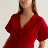 gilet rouge compania fantastica 10222 haut rouge manche courte avec 2 gros boutons sur le devant en coton