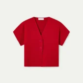 gilet rouge compania fantastica 10222 haut rouge manche courte avec 2 gros boutons sur le devant en coton