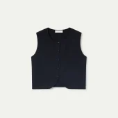 Gilet noir compania fantastica10237 gilet court en coton sans manche couleur uni noir petits boutons en fermeture sur le devant