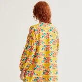 robe agrumes compania fantastica 11000 robe courte d'été avec manche longue fond jaune avec orange agrumes en motifs