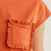 Tee shirt compania fantastica t shirt d 'été uni marron avec poche sur le devant en frou frou tee shirt basique