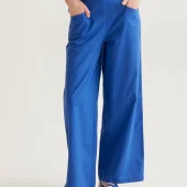 pantalon bleu compania fantastica 43007 pantalon souple large d été bleu 2 poches