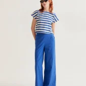 pantalon bleu compania fantastica 43007 pantalon souple large d été bleu 2 poches