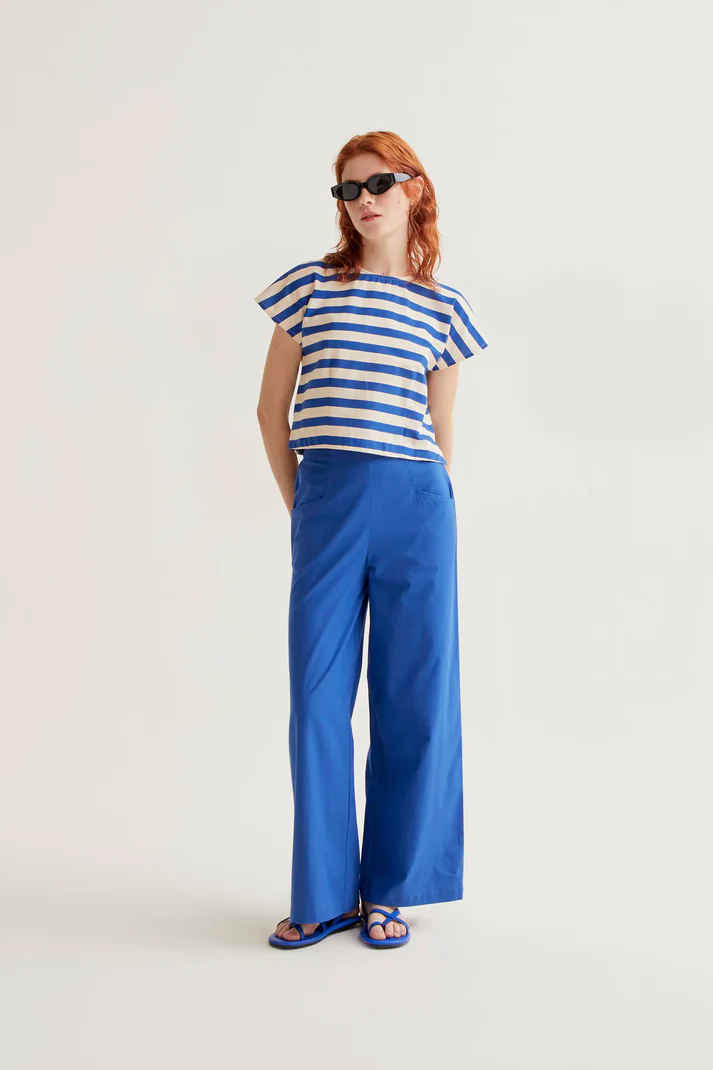 61C43007_04 pantalon bleu compania fantastica 43007 pantalon souple large d été bleu 2 poches pantalon bleu compania fantastica 43007 pantalon souple large d été bleu 2 poches