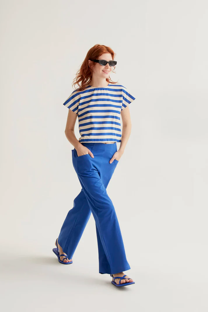 61C43007_05 pantalon bleu compania fantastica 43007 pantalon souple large d été bleu 2 poches pantalon bleu compania fantastica 43007 pantalon souple large d été bleu 2 poches